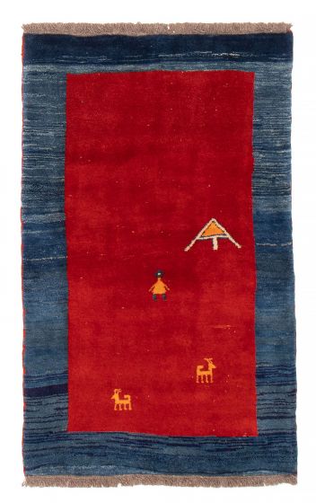 Gabbeh  Tribal Red Area rug 3x5 Persian Hand-knotted 383017