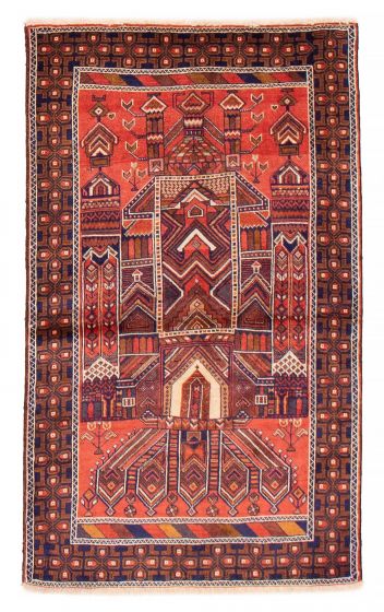 Bordered  Tribal Brown Area rug 3x5 Persian Hand-knotted 383581