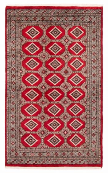 Bordered  Traditional Red Area rug 5x8 Pakistani Hand-knotted 391973