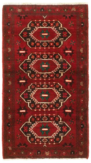 Bordered  Tribal Red Area rug 3x5 Afghan Hand-knotted 332710