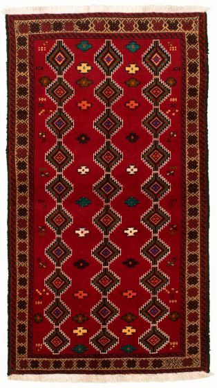 Bordered  Traditional Red Area rug 3x5 Afghan Hand-knotted 333362