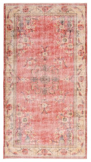 Bordered  Vintage Red Area rug 4x6 Turkish Hand-knotted 363596