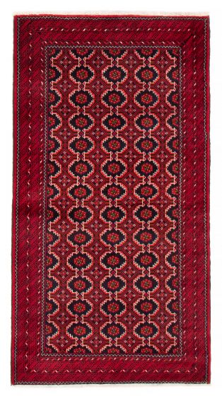 Bordered  Tribal Red Area rug 4x6 Afghan Hand-knotted 384703