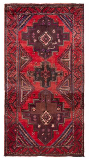 Geometric  Vintage Red Area rug 5x8 Turkish Hand-knotted 391912
