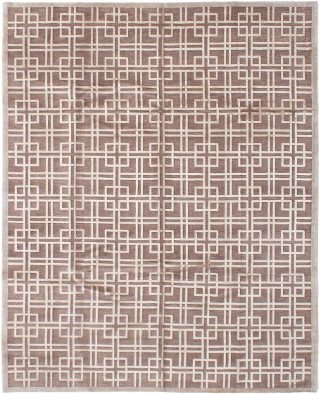 Carved  Transitional Brown Area rug 6x9 Nepal Hand-knotted 285929
