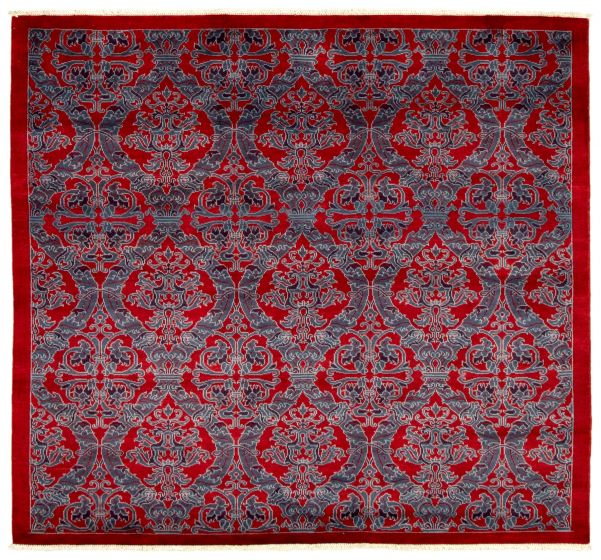 Traditional  Transitional Red Area rug Square Pakistani Hand-knotted 341325