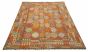Bordered  Geometric Grey Area rug 8x10 Turkish Flat-weave 329383