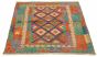 Bordered  Geometric Grey Area rug 4x6 Turkish Flat-weave 329485