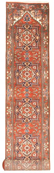 Bordered  Traditional Brown Runner rug 19-ft-runner Indian Hand-knotted 344139
