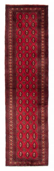 Bordered  Tribal Red Runner rug 7-ft-runner Afghan Hand-knotted 384692