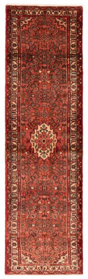 Traditional Brown Runner rug 10-ft-runner Turkish Hand-knotted 393955