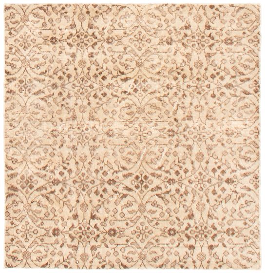 Transitional  Vintage Ivory Area rug Square Turkish Hand-knotted 367710