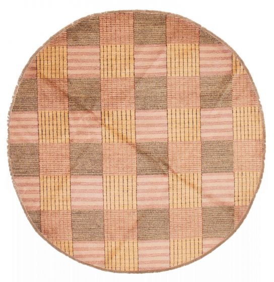 Transitional Brown Area rug Round Pakistani Hand-knotted 379790