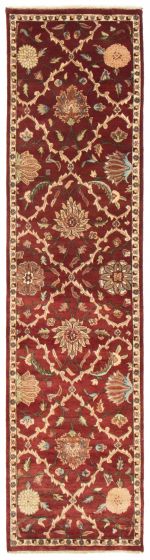 Bordered  Traditional Red Runner rug 10-ft-runner Indian Hand-knotted 354750