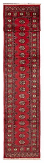 Bordered  Traditional Red Runner rug 16-ft-runner Pakistani Hand-knotted 390223