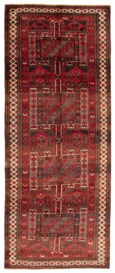 Bordered  Traditional Red Runner rug 13-ft-runner Turkish Hand-knotted 358606