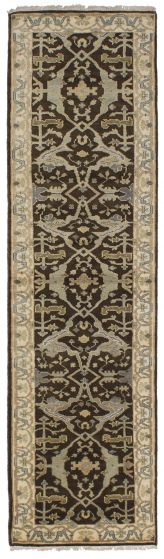 Floral  Traditional Brown Runner rug 10-ft-runner Indian Hand-knotted 241245