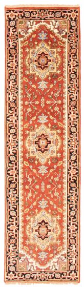 Bordered  Traditional Brown Runner rug 9-ft-runner Indian Hand-knotted 369790