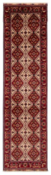 Geometric  Traditional Red Runner rug 19-ft-runner Afghan Hand-knotted 390148