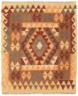 Bordered  Tribal Brown Area rug 3x5 Turkish Flat-weave 325516