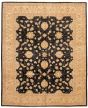 Bordered  Traditional Black Area rug 6x9 Pakistani Hand-knotted 330658