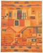 Casual  Transitional Orange Area rug 10x14 Turkish Flat-weave 335716