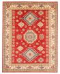 Bordered  Traditional Red Area rug 8x10 Afghan Hand-knotted 363317
