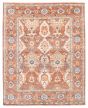Bordered  Traditional Brown Area rug 6x9 Indian Hand-knotted 377544