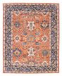 Bordered  Traditional Brown Area rug 6x9 Indian Hand-knotted 377545