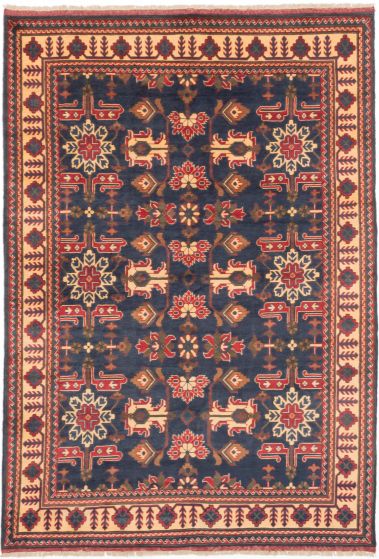 Traditional Blue Area rug 6x9 Afghan Hand-knotted 202791