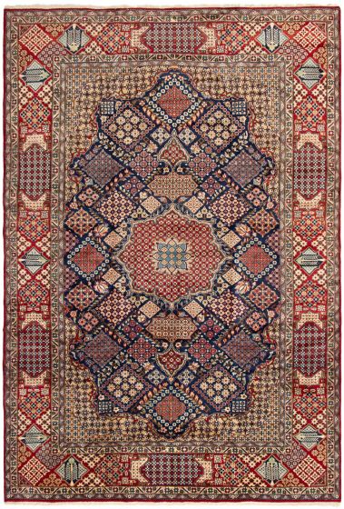 Bordered  Traditional Blue Area rug 10x14 Persian Hand-knotted 307781
