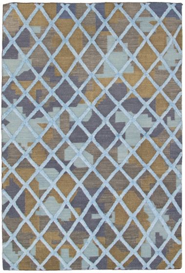 Carved  Tribal Blue Area rug 5x8 Indian Flat-weave 315790