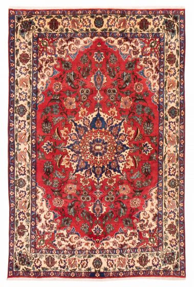 Bordered  Traditional Red Area rug 6x9 Persian Hand-knotted 323873