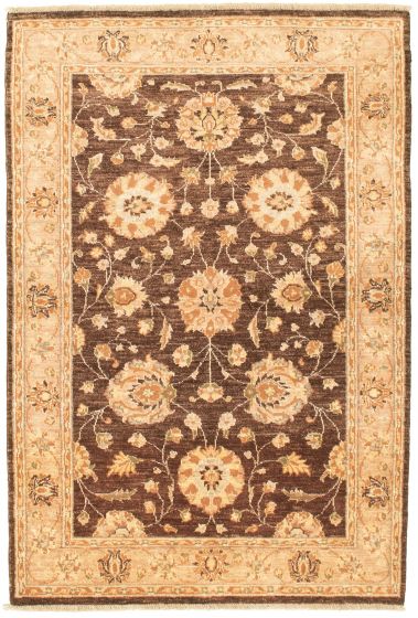 Bordered  Traditional Brown Area rug 3x5 Afghan Hand-knotted 330457