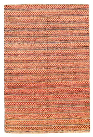 Carved  Transitional Red Area rug 5x8 Pakistani Hand-knotted 335339