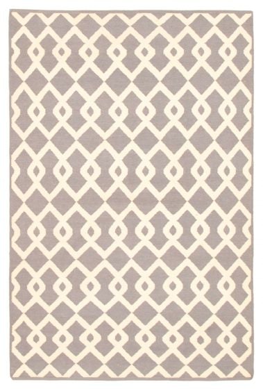 Flat-weaves & Kilims  Transitional Grey Area rug 5x8 Indian Flat-weave 344416