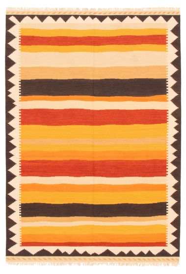 Flat-weaves & Kilims  Transitional Ivory Area rug 6x9 Turkish Flat-Weave 349301