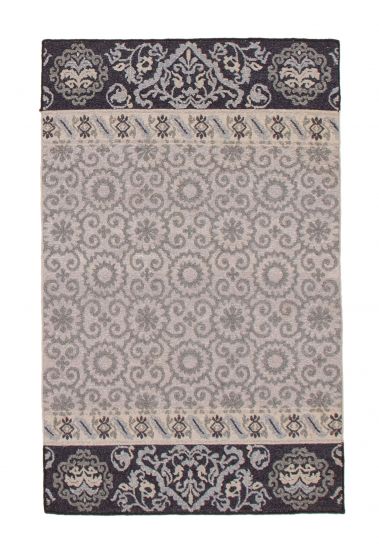 Casual  Transitional Grey Area rug 3x5 Indian Flat-Weave 349534