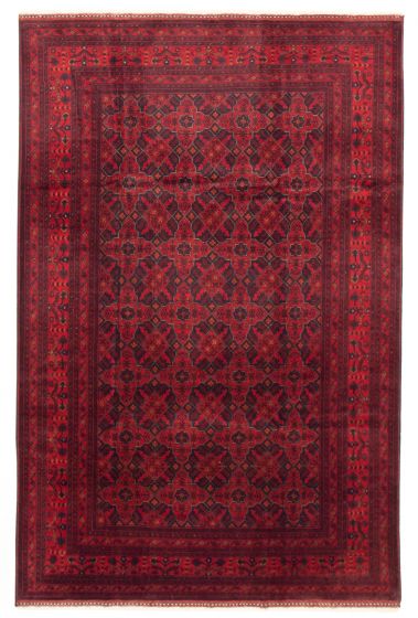 Bordered  Traditional Red Area rug 6x9 Afghan Hand-knotted 360198
