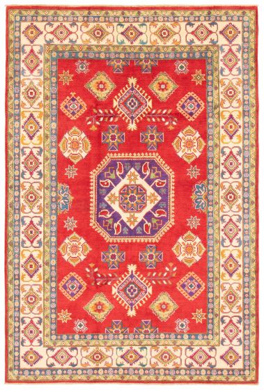 Bordered  Traditional Red Area rug 6x9 Afghan Hand-knotted 360323