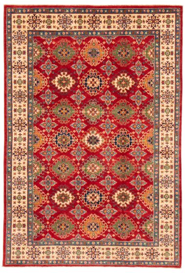 Bordered  Traditional Red Area rug 6x9 Afghan Hand-knotted 361347