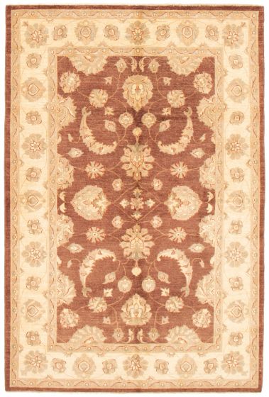 Bordered  Traditional Brown Area rug 5x8 Pakistani Hand-knotted 362526