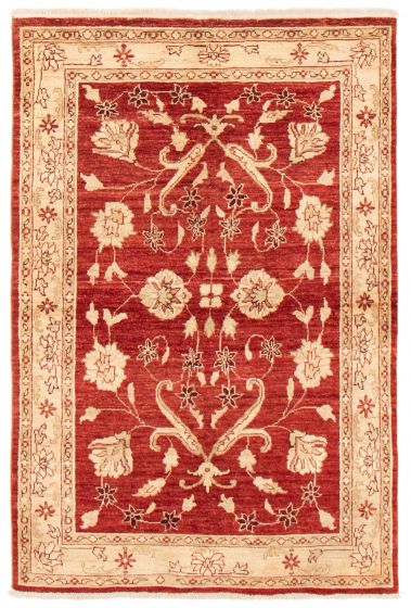 Bordered  Traditional Red Area rug 3x5 Pakistani Hand-knotted 362900