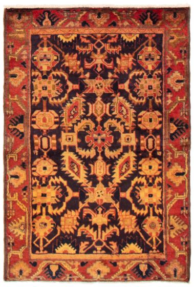 Bordered  Tribal Black Area rug 3x5 Persian Hand-knotted 365045