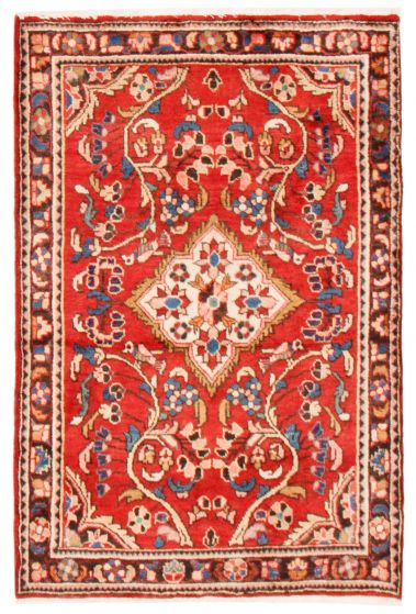 Bordered  Traditional Red Area rug 3x5 Persian Hand-knotted 366305