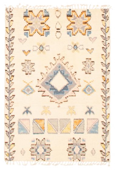Moroccan  Tribal Ivory Area rug 3x5 Pakistani Hand-knotted 366875