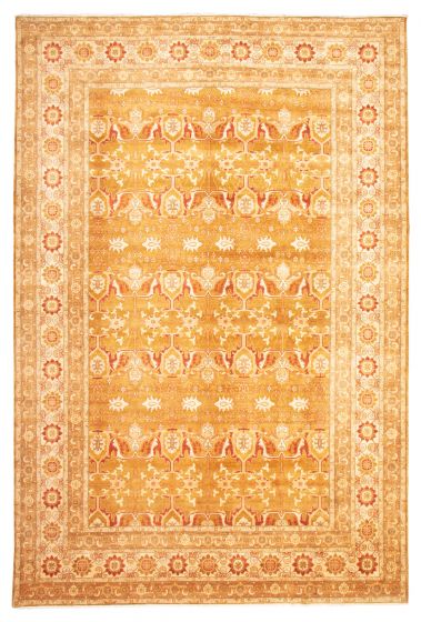 Traditional Orange Area rug Unique Pakistani Hand-knotted 368265