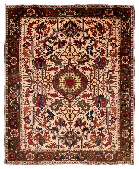 Geometric  Traditional Ivory Area rug 9x12 Afghan Hand-knotted 391630