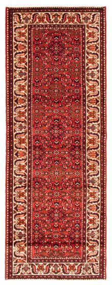 Bordered  Traditional Red Runner rug 10-ft-runner Persian Hand-knotted 352250