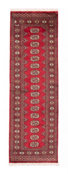 Bordered  Tribal Red Runner rug 8-ft-runner Pakistani Hand-knotted 382139